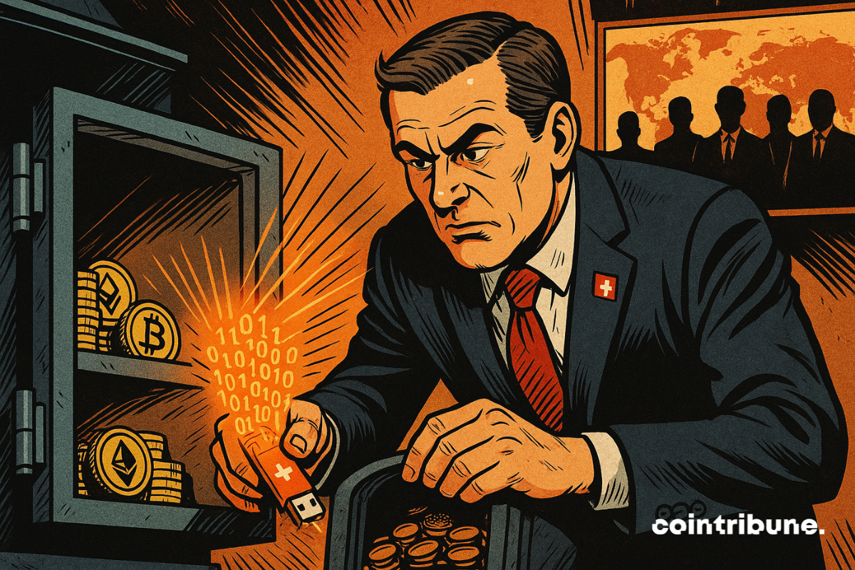Banqueiro suíço tira pendrive de caixa de criptomoedas, destacando vazamento de criptomoedas
