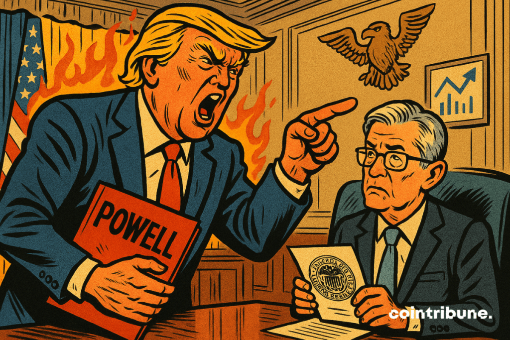 Trump e Powell em confronto no Salão Oval.