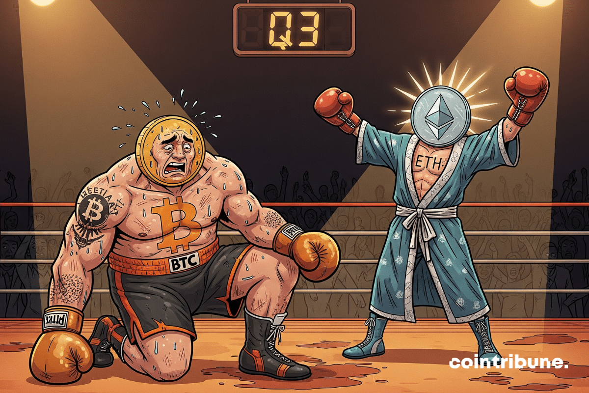 Ethereum triunfa no ringue, Bitcoin de joelhos, enfraquecido e derrotado