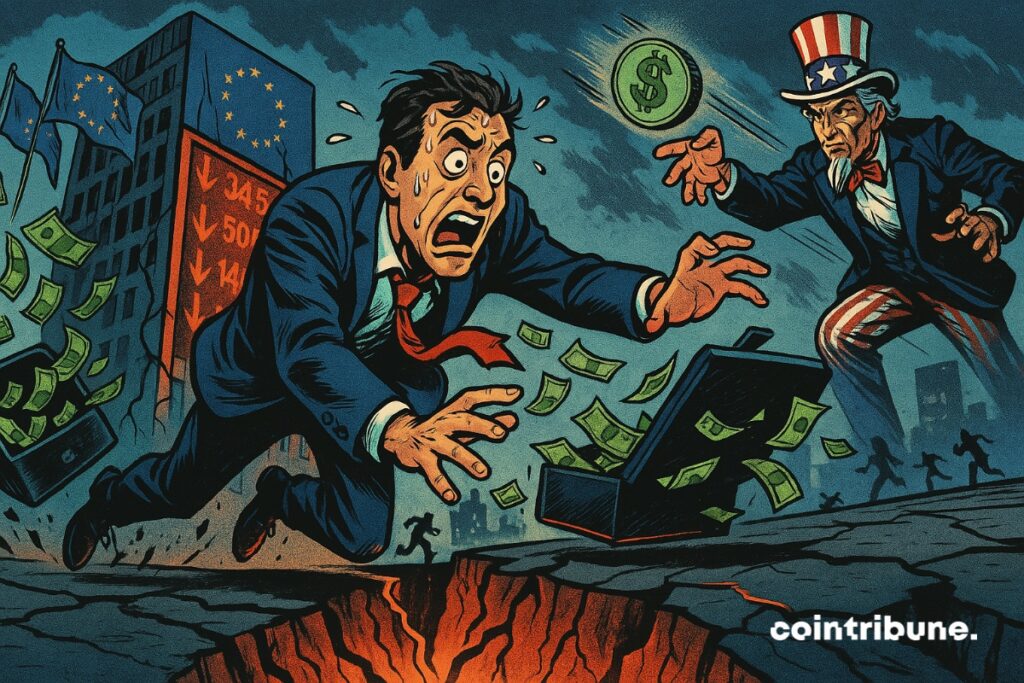 A líder do mercado de ações da Europa cai enquanto o solo se divide sob o peso de uma economia em crise.
