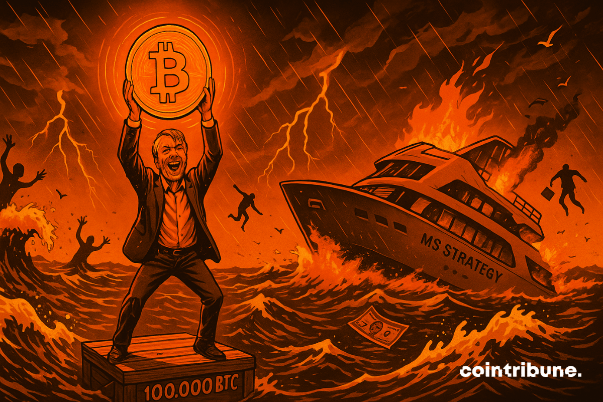 Saylor brandit un Bitcoin flamboyant sur un yacht en flammes