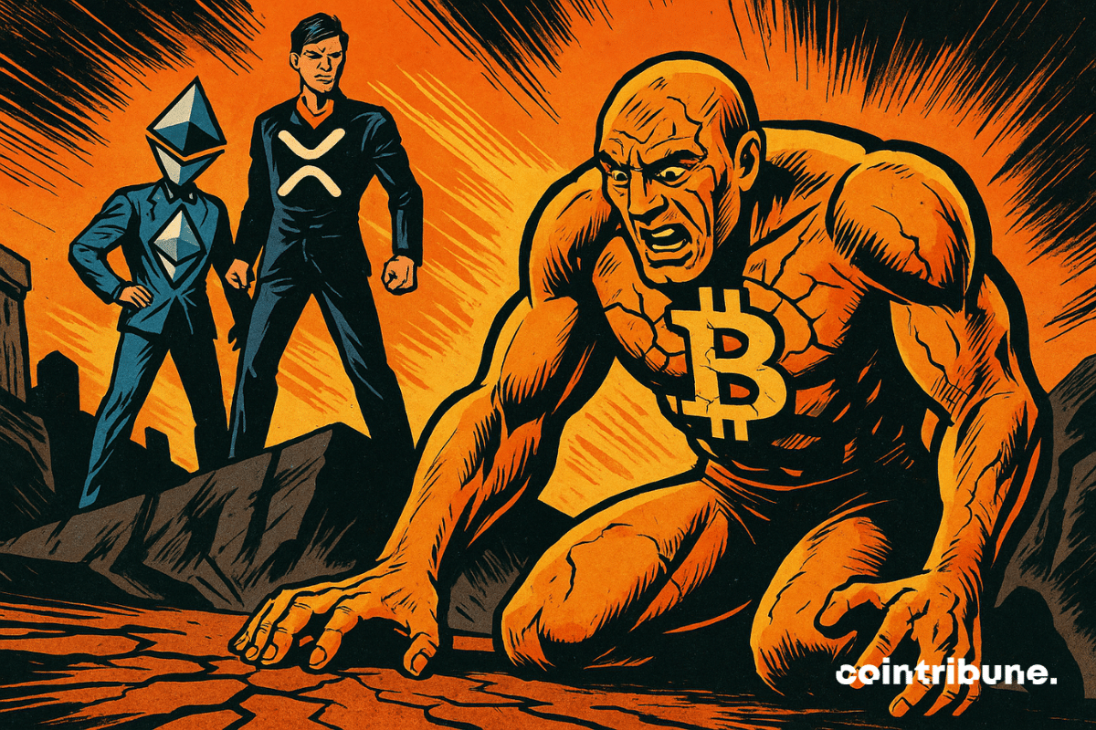 Bitcoin, à genoux et fissuré, tandis qu’Ethereum et XRP le dominent.