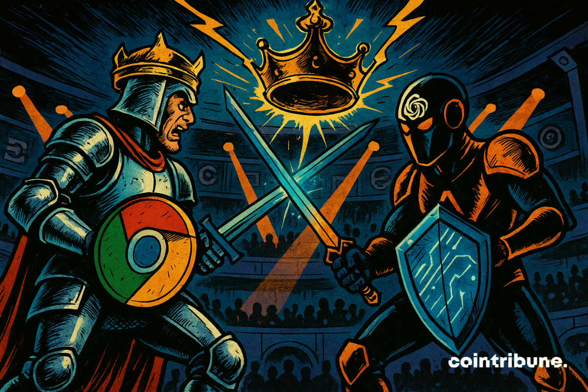 Un combat dans une arène futuriste entre Google Chrome et OpenAI qui pourrait lancer un navigateur web dopé à l’IA.