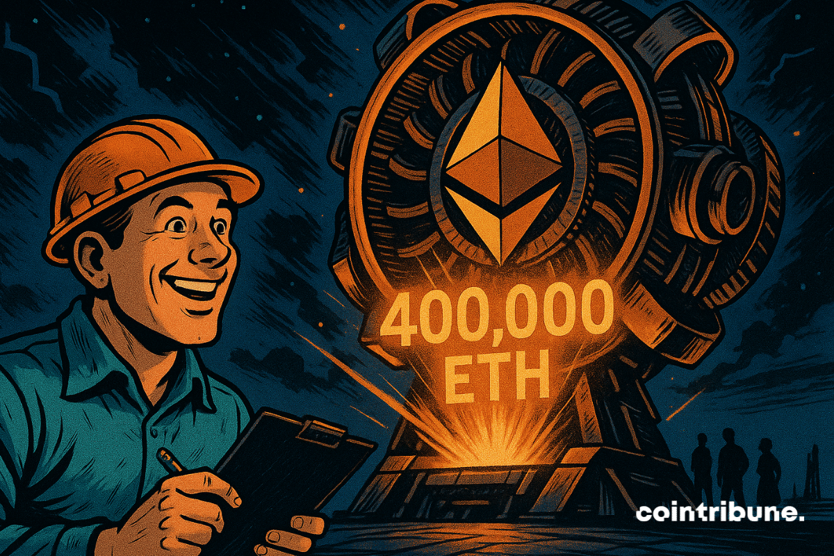 Um usuário do Ethereum assistindo ao lançamento de uma Ether Machine brilhante entra no ar com 400.000 ETH.
