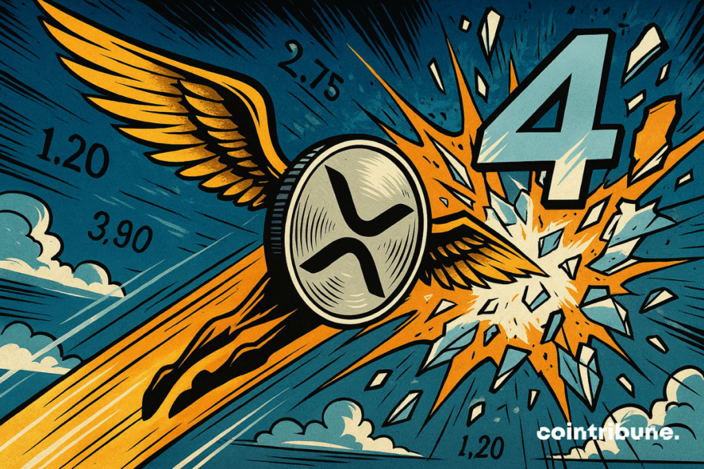 La crypto XRP ailé traversant le mur des 4 $.