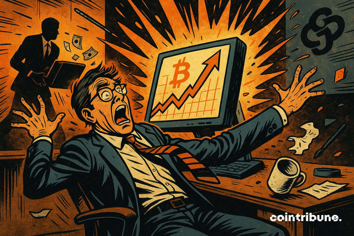Explosion de Bitcoin : analyste choqué, écran en pleine éruption
