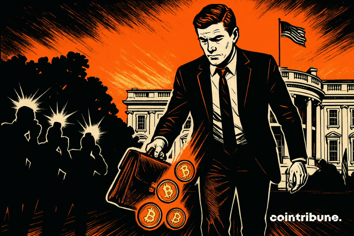 Départ sous les projecteurs devant la Maison Blanche de Bo Hines, directeur du conseil crypto de Trump.