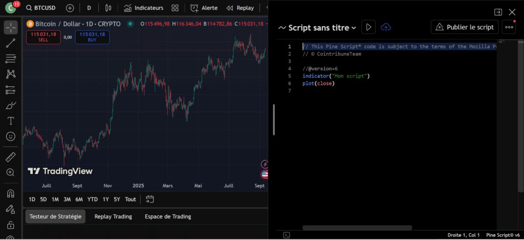 TradingView Supercharts et indicateurs Pine Script