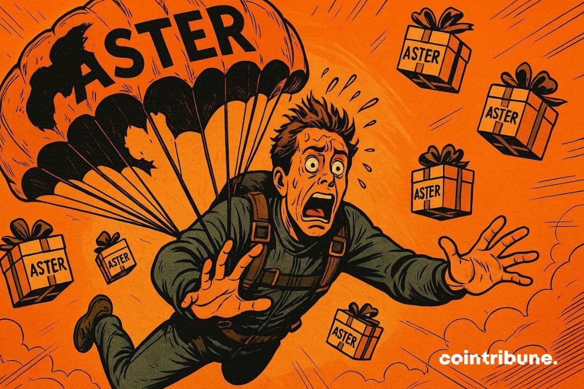 Um paraquedista caindo durante o lançamento aéreo de cripto adiado da ASTER.