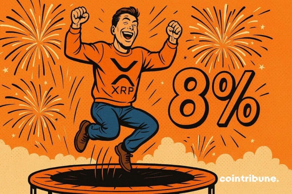 Le XRP qui rebondit de 8 % sur un trampoline après le crash crypto causé par les tarifs douaniers de Trump.