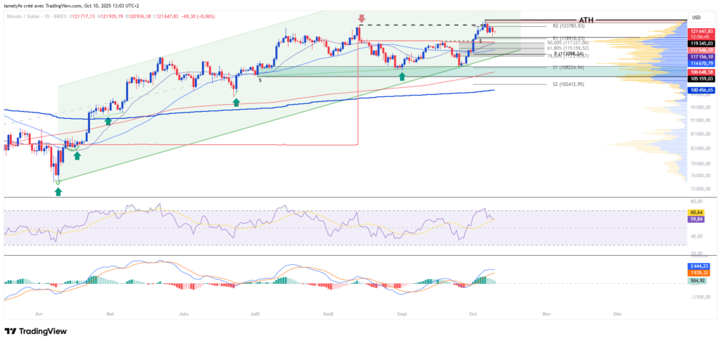 Graphique du BTCUSD en journalier