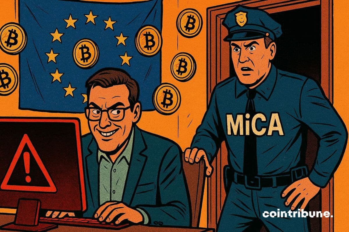 Un dirigeant d’une entreprise crypto en Europe qui fait de la fraude. Un agent du MiCA intervient.