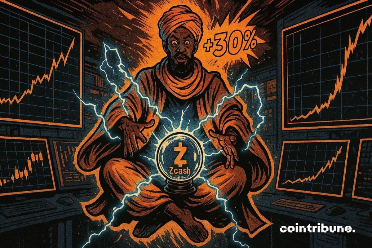 Arthur Hayes avec une boule de Crystal qui prédit l’avenir de la crypto Zcash.