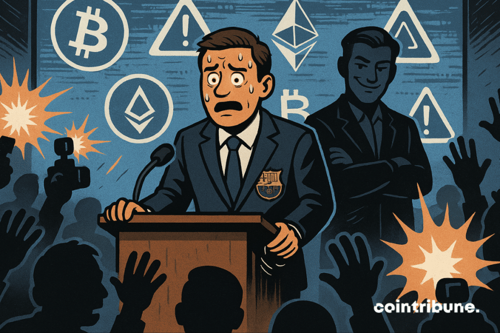 El portavoz del Barcelona suda en el podio y estalla el caos criptográfico en la rueda de prensa.