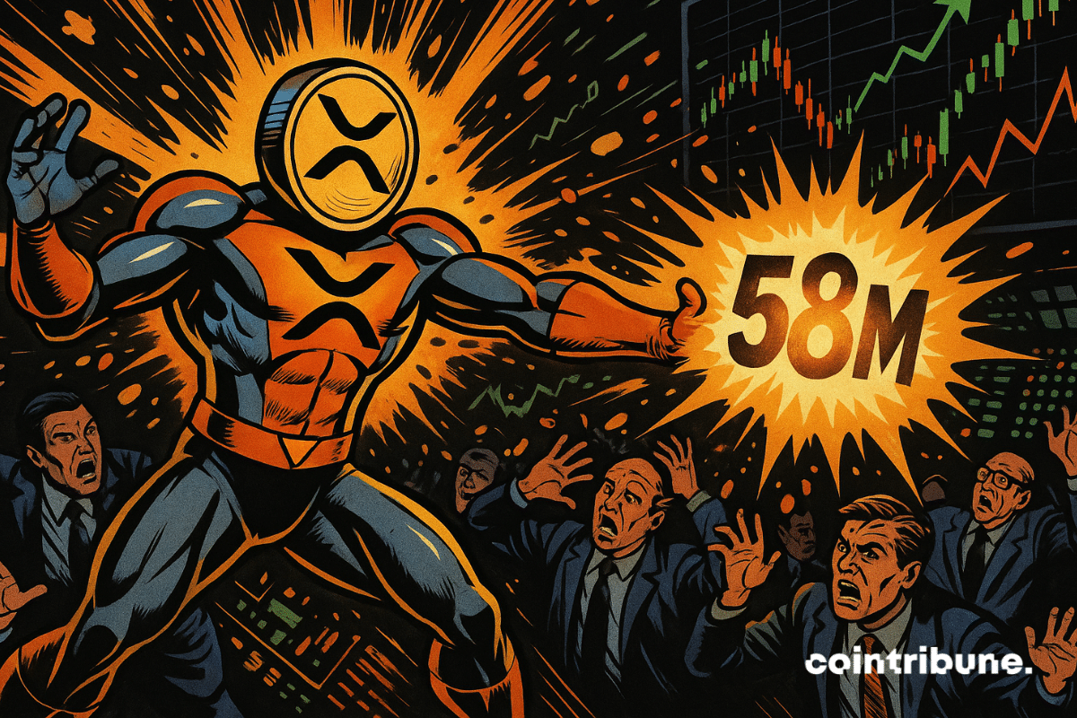 XRP ETF superhero unleashes a M energy blast, shocking traders on stock market floor.