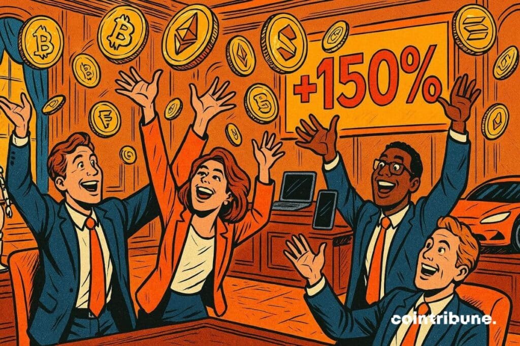 Des investisseurs crypto heureux après l’augmentation de +150% des levées de fonds en 2025.