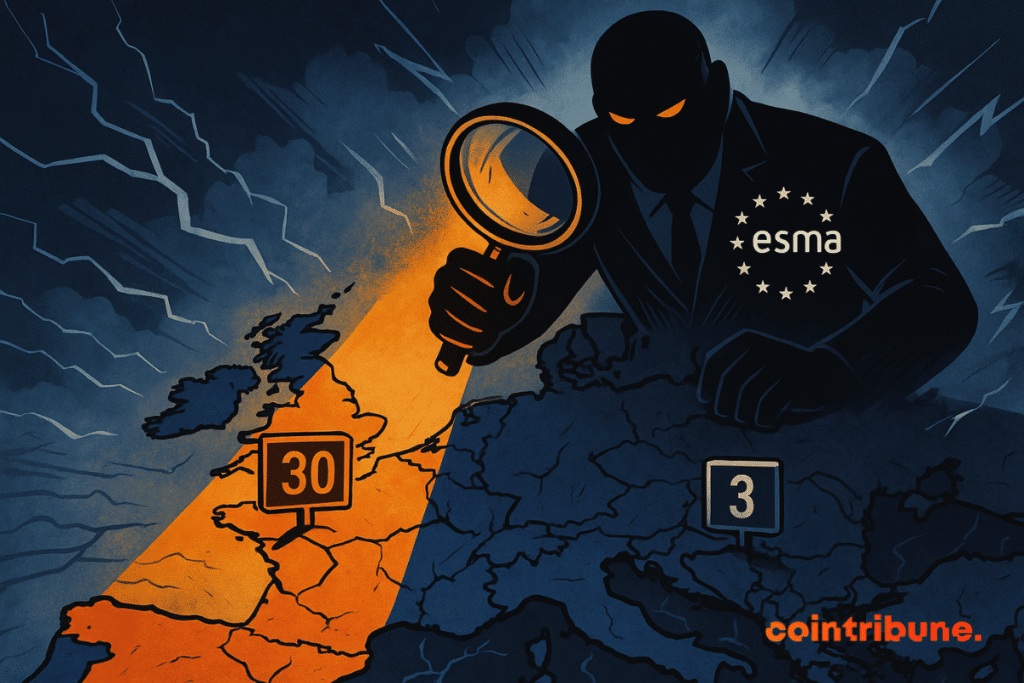 Una silueta amenazante vigila Europa, ilumina Alemania y sus «30» licencias, dejando a Luxemburgo en la sombra con «3».