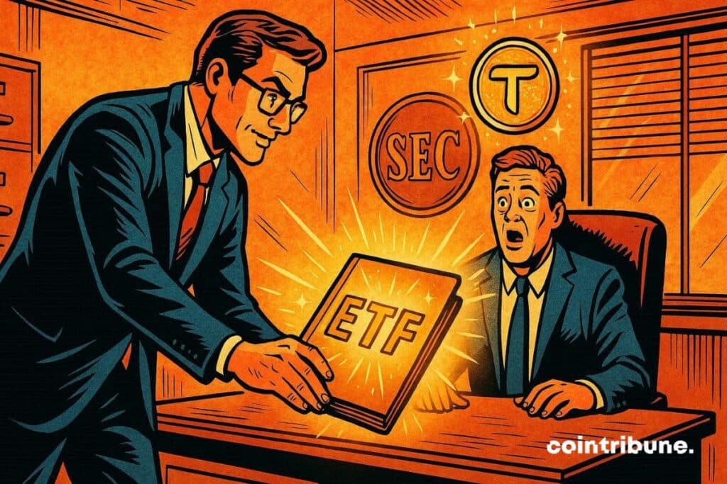 Um representante da Grayscale protocolando um dossiê junto à SEC referente a um ETF da Bittensor.