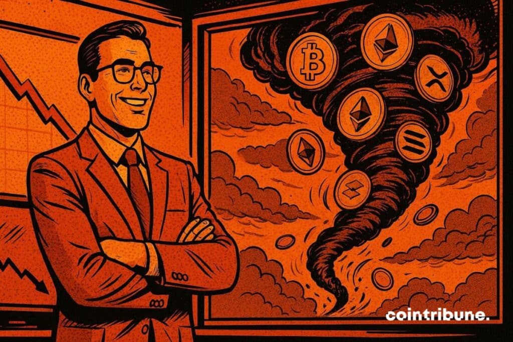 A crypto investor watches the spot trading crash and sees a storm approaching.