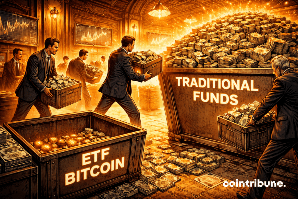 Institutional investors are quietly shifting blocks of capital from the “Bitcoin” bucket to the “traditional finance” bucket. The crypto bucket is visibly emptying.