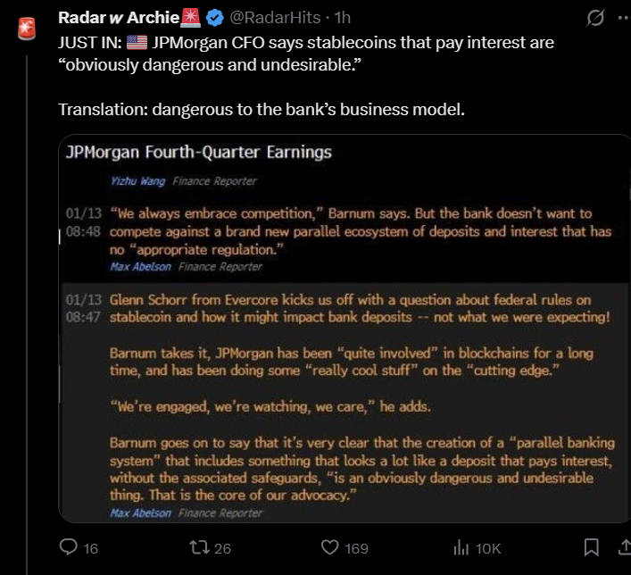 L’alerte du CFO de JPMorgan sur les stablecoins.