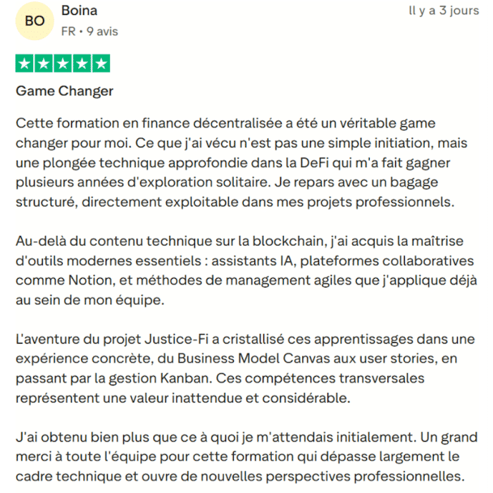 Témoignage de Boina qui a vécu la formation en Finance Décentralisée d'Alyra comme un Game Changer