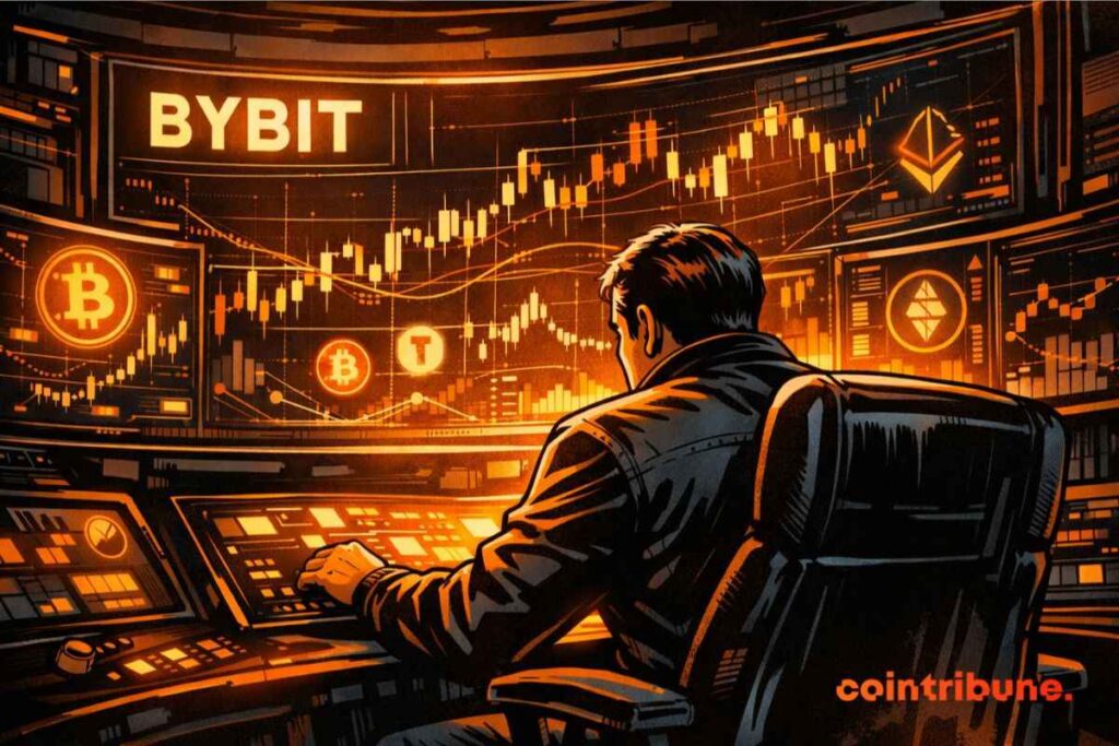 Trader analysant les frais de trading Bybit sur une interface crypto avec graphiques BTC et ETH à l’écran