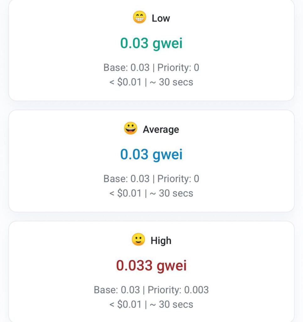Les frais de transaction en gwei jouent un rôle crucial dans l’adoption d’Ethereum. Les niveaux bas (0.03 gwei), moyens (0.03 gwei), et élevés (0.033 gwei) influencent directement le coût final pour les utilisateurs crypto.