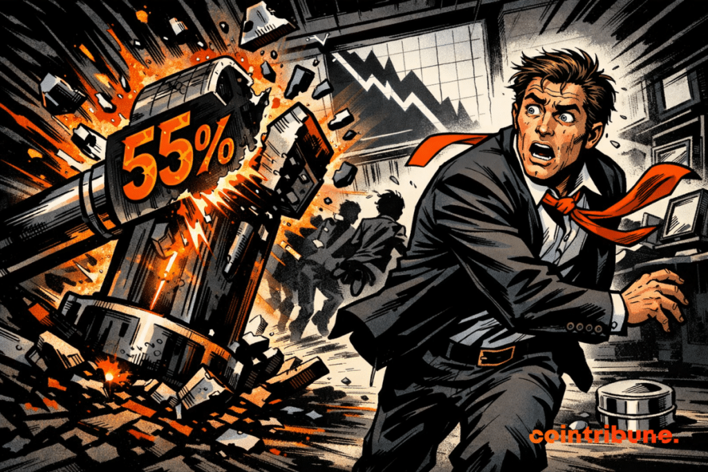 Un trader bitcoin paniqué fuit un levier brisé affichant 55%