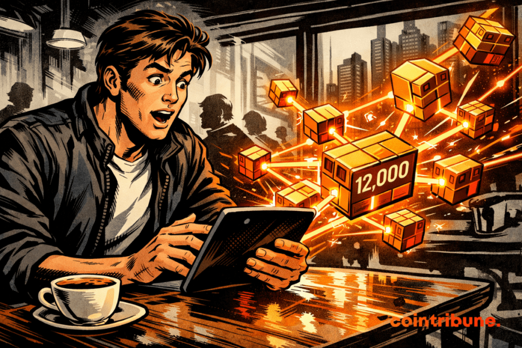 A crypto user discovers a blockchain bursting from their tablet