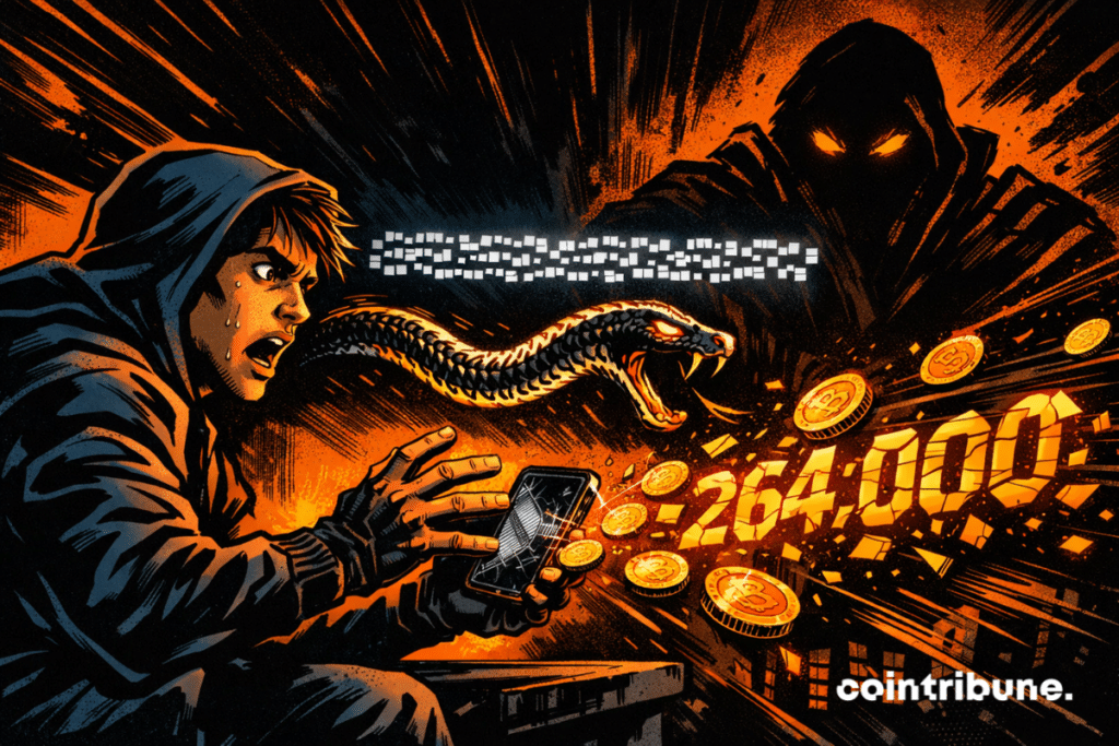 Un hacker vole des bitcoins tandis qu’un utilisateur crypto paniqué réagit