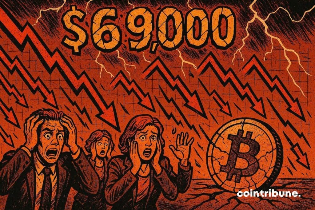 Les investisseurs en panique devant la chute du bitcoin à 69 000 dollars.