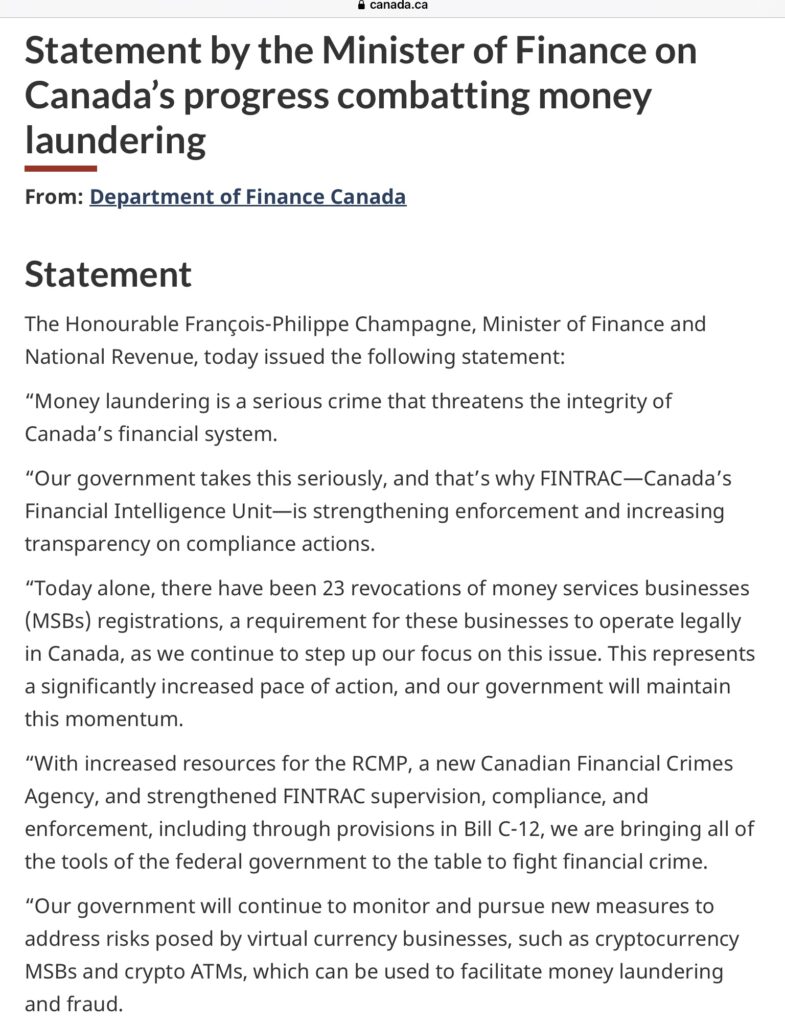 ervices monétaires (MSBs) opérant dans les cryptos.