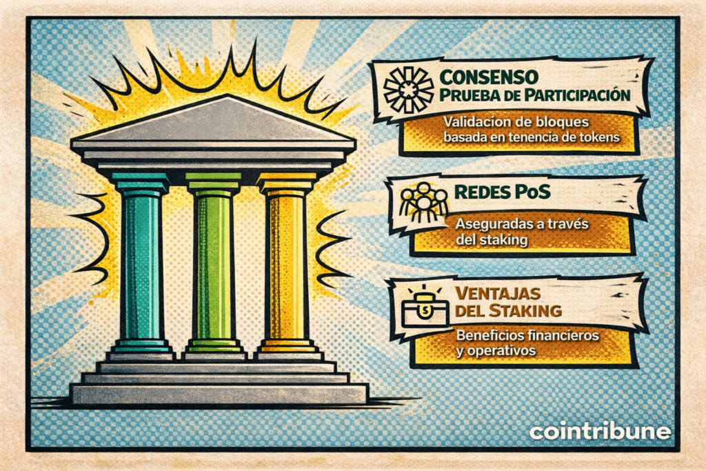 Consenso Proof of Stake, redes PoS y ventajas del staking en criptomonedas.