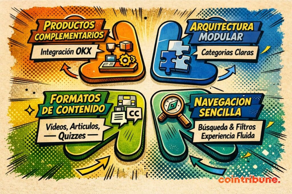 Vista de los diferentes elementos que componen el Knowledge Hub del CEX OKX.