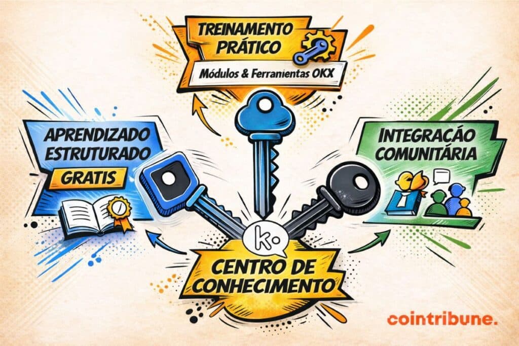 Visão geral dos diversos benefícios oferecidos pelo Knowledge Hub da OKX