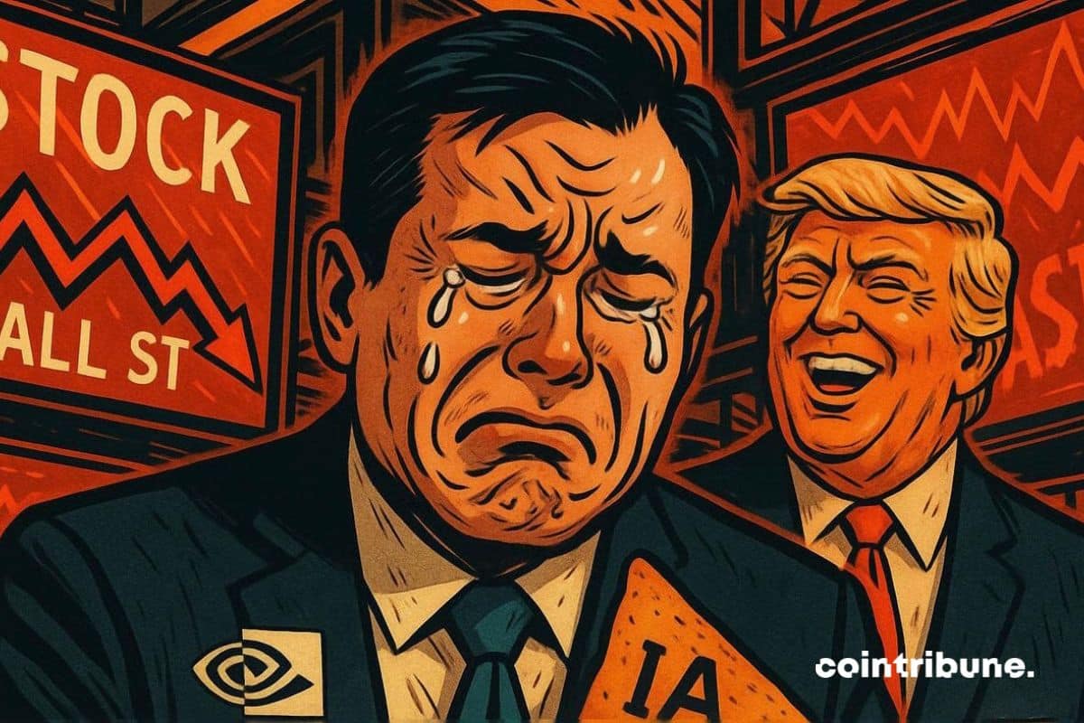 Nvidia executive in tears after his company's stock price plummeted following new US restrictions on AI.