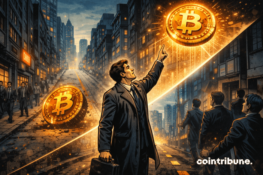 On a sloping street, Bitcoin rolls down, but a clear projection fixes it at the top.