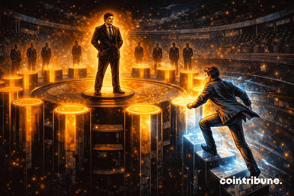 Un bloc immense domine l’ensemble, tandis qu’un autre bloc plus petit vient de s’insérer dans le groupe des dix principaux, ce qui symbolise la domination de Binance sur le marché des dérivés crypto.