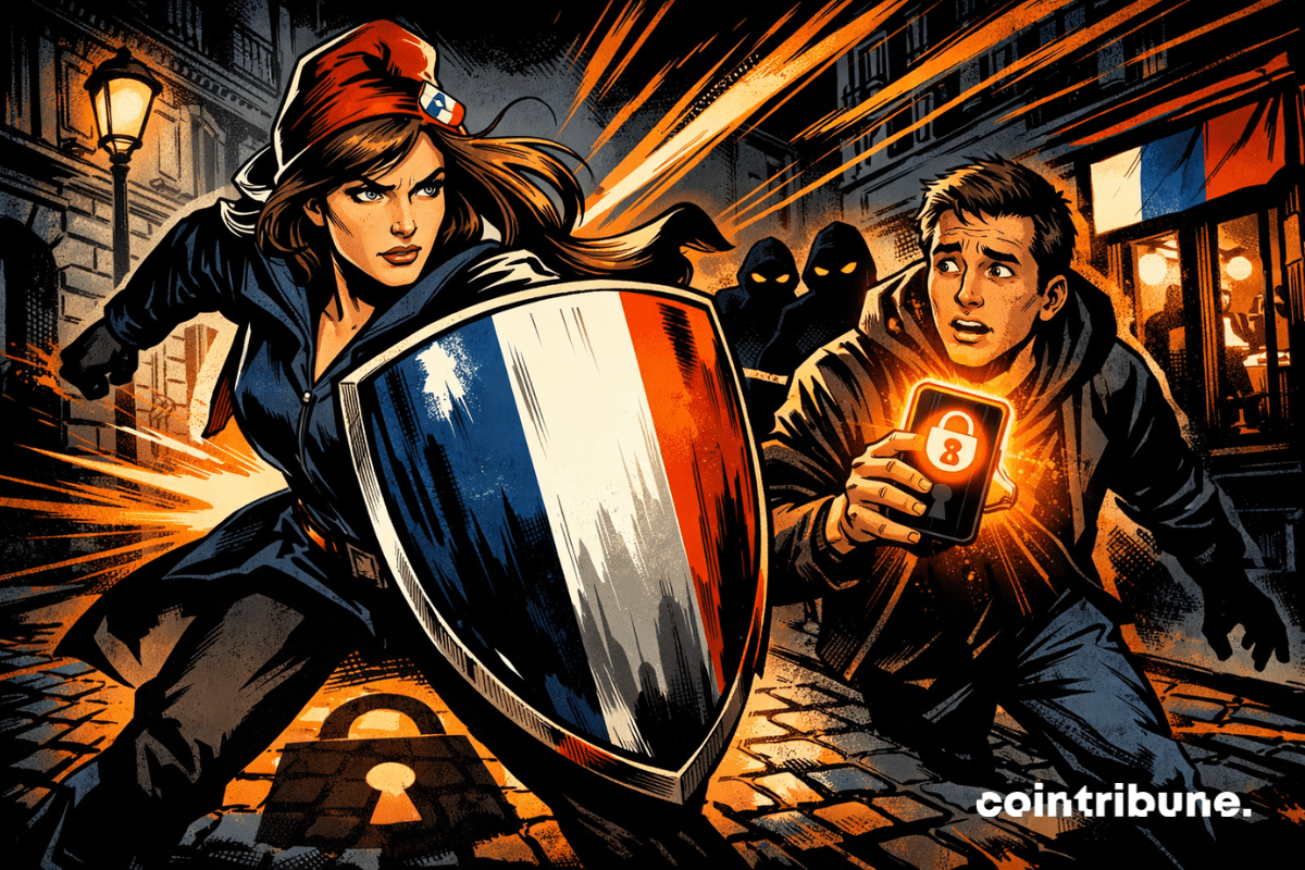 Marianne protégeant un détenteur de crypto