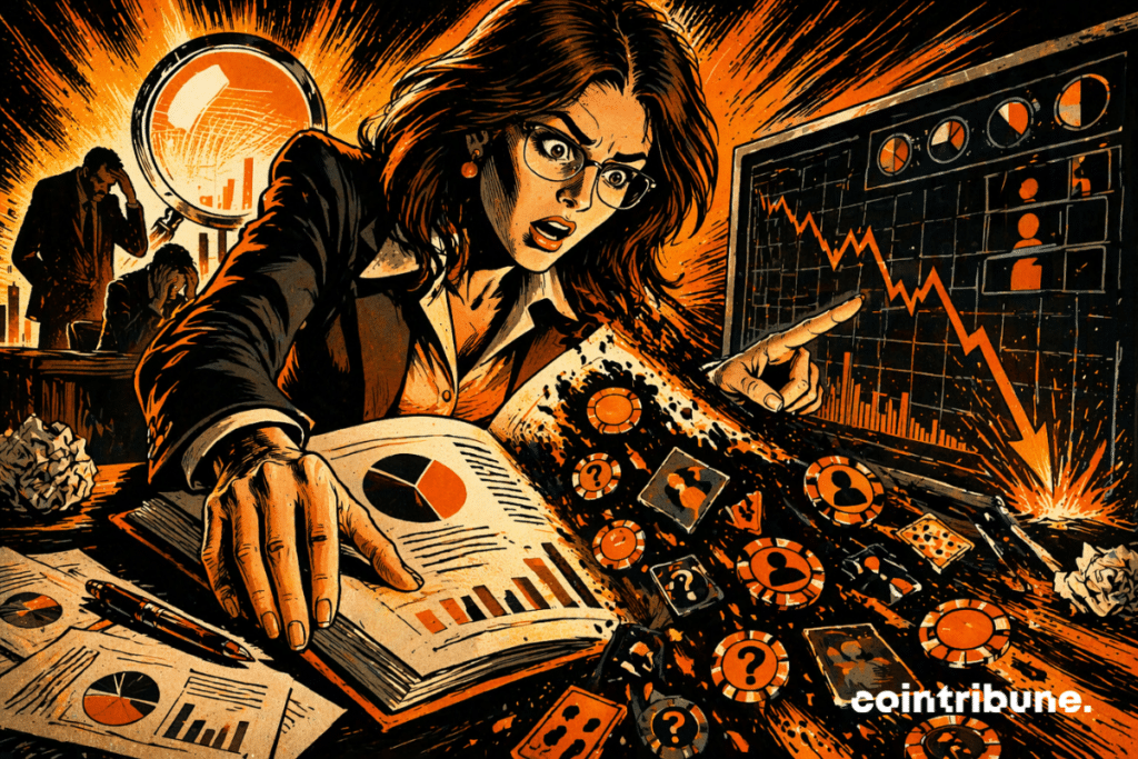 Analyste alarmée face à un graphique en chute de Polymarket