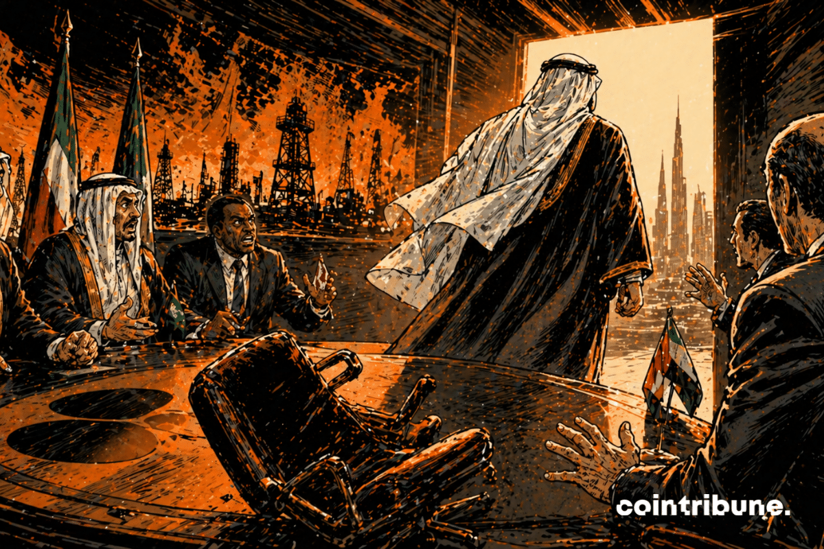 Un représentant des Émirats arabes unis se lève brusquement et quitte une salle de réunion pétrolière.