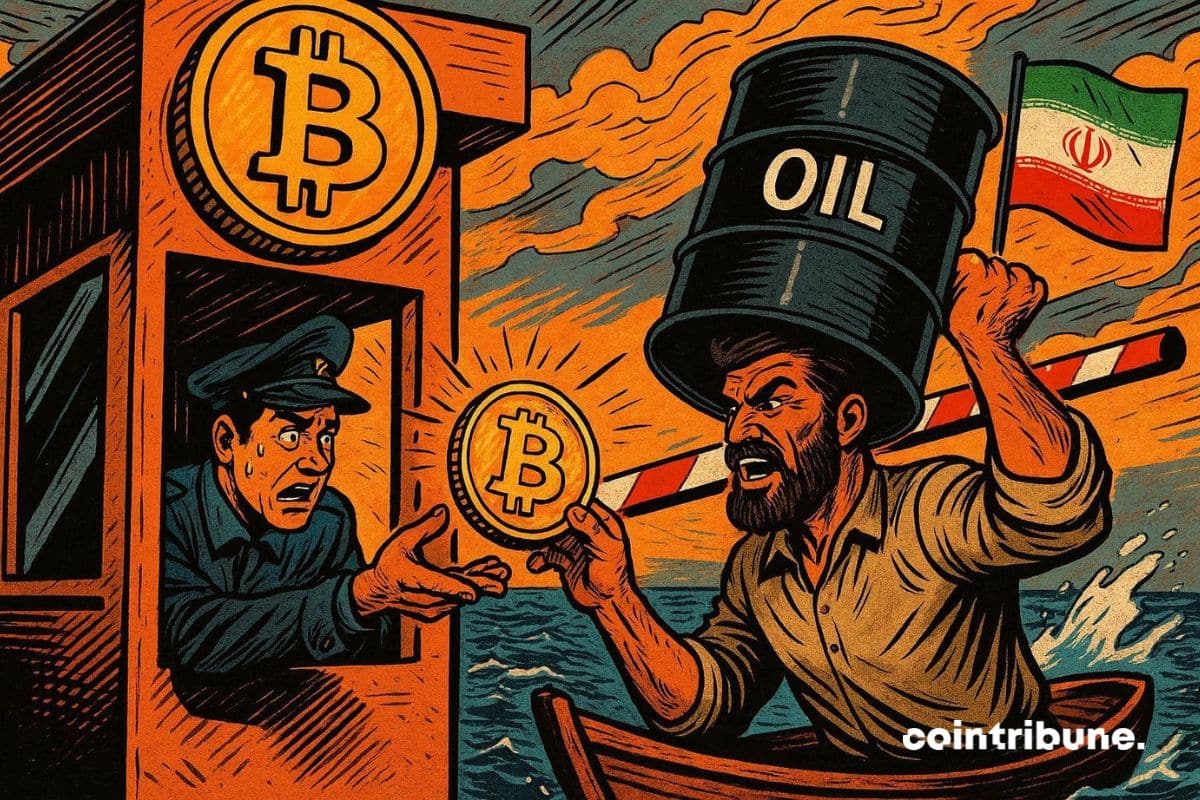 An oil trader who pays in bitcoin to cross the Strait of Hormuz.
