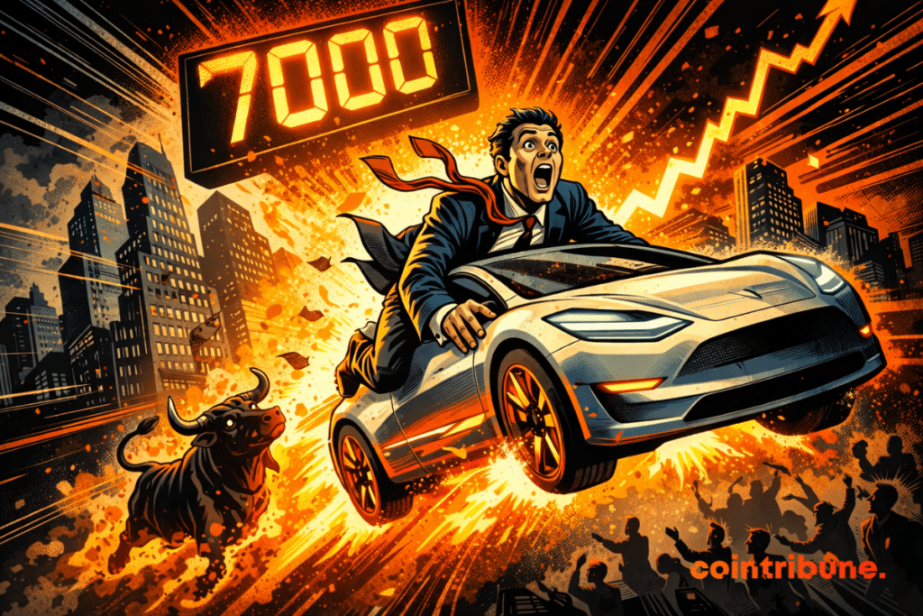 Electric car launching a trader toward a stock market record at 7,000 on the S&P 500.