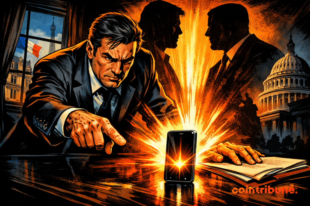 Enquêteur face à x, avec Paris et Washington en fond.