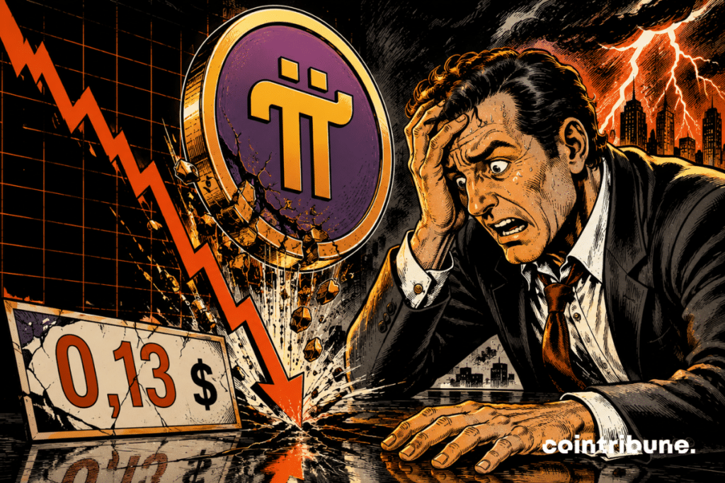 Un investisseur inquiet observe un graphique lié au Pi Coin.