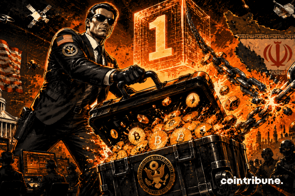 agent gouvernemental récupère crypto saisies chaîne brisée tension géopolitique drones surveillance coffre numérique victoire financière stratégique américaine orange intense
