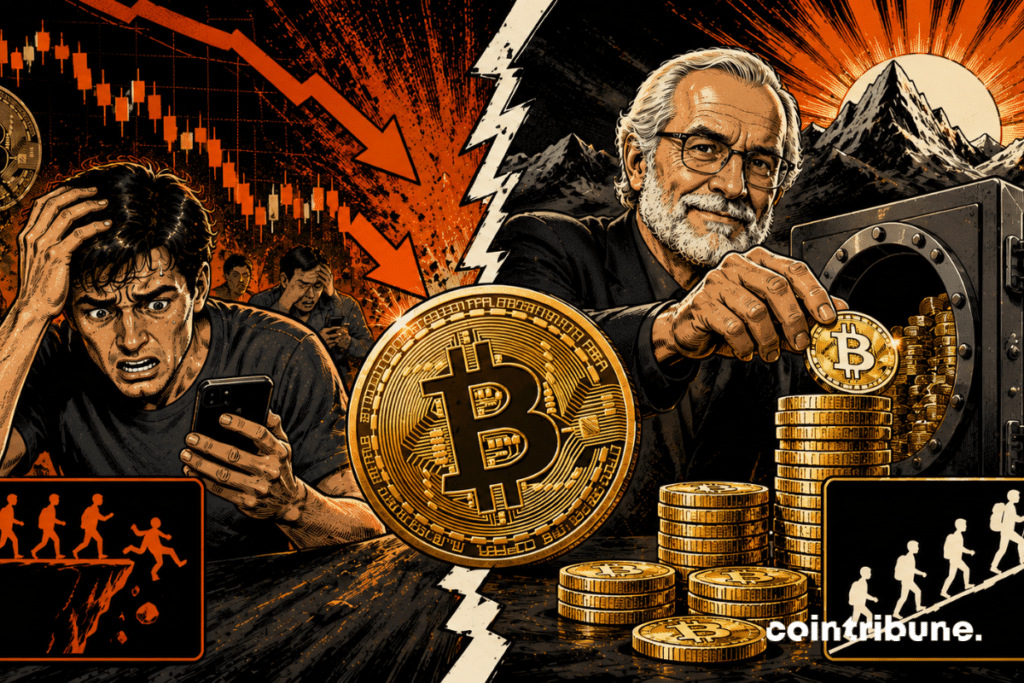 Long-term investors are accumulating Bitcoin while recent holders are selling.