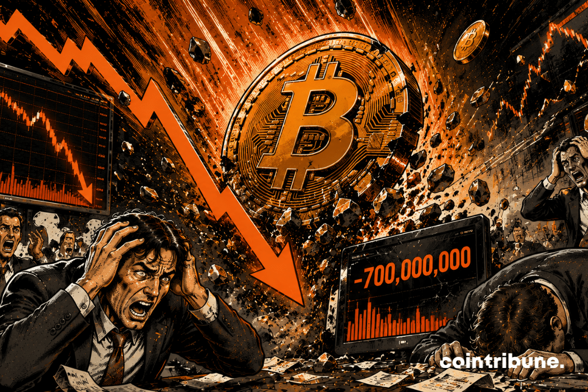 Un investisseur crypto observe le krach du Bitcoin.