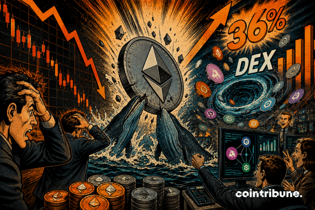 Ethereum chute brutalement, tandis que des baleines accumulent discrètement et que les échanges décentralisés connaissent une activité exceptionnelle.